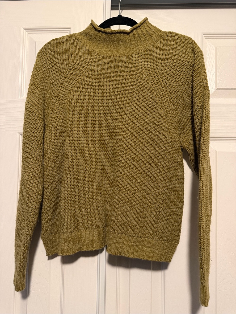 Women's Olive Ribbed Mock Neck Sweater